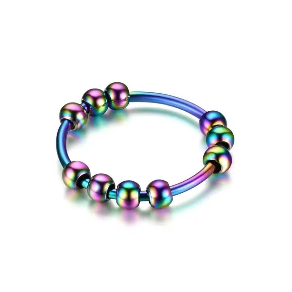 NEW Size 7, 10 bead anxiety ring, fidget ring beads turn, anxiety ring, silver - Picture 8 of 9
